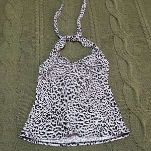 Magic Suit Leopard Print Halter Tankini Swim Top Size 12